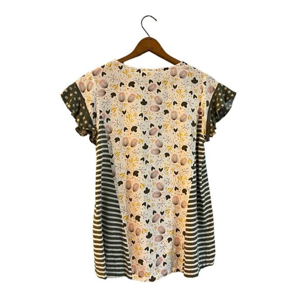 Matilda Jane Gentle Breeze Mixed Print Blouse Size Small Floral Flutter Sleeves - Picture 3 of 6